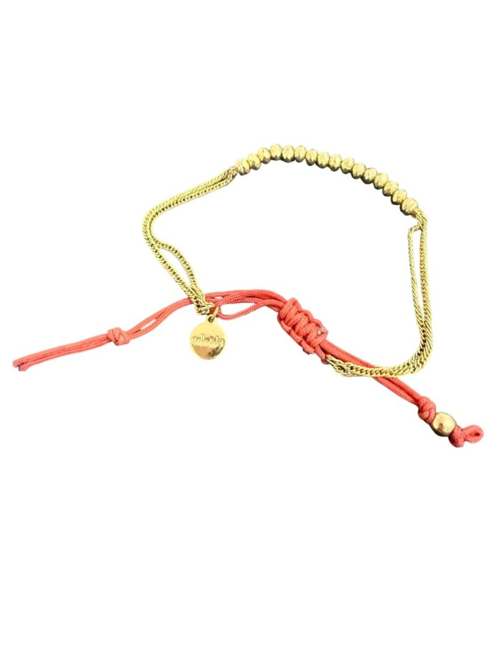 Stella & Dot Bracelet Friendship Gold Beaded Bohemian Red Cord Adjustable